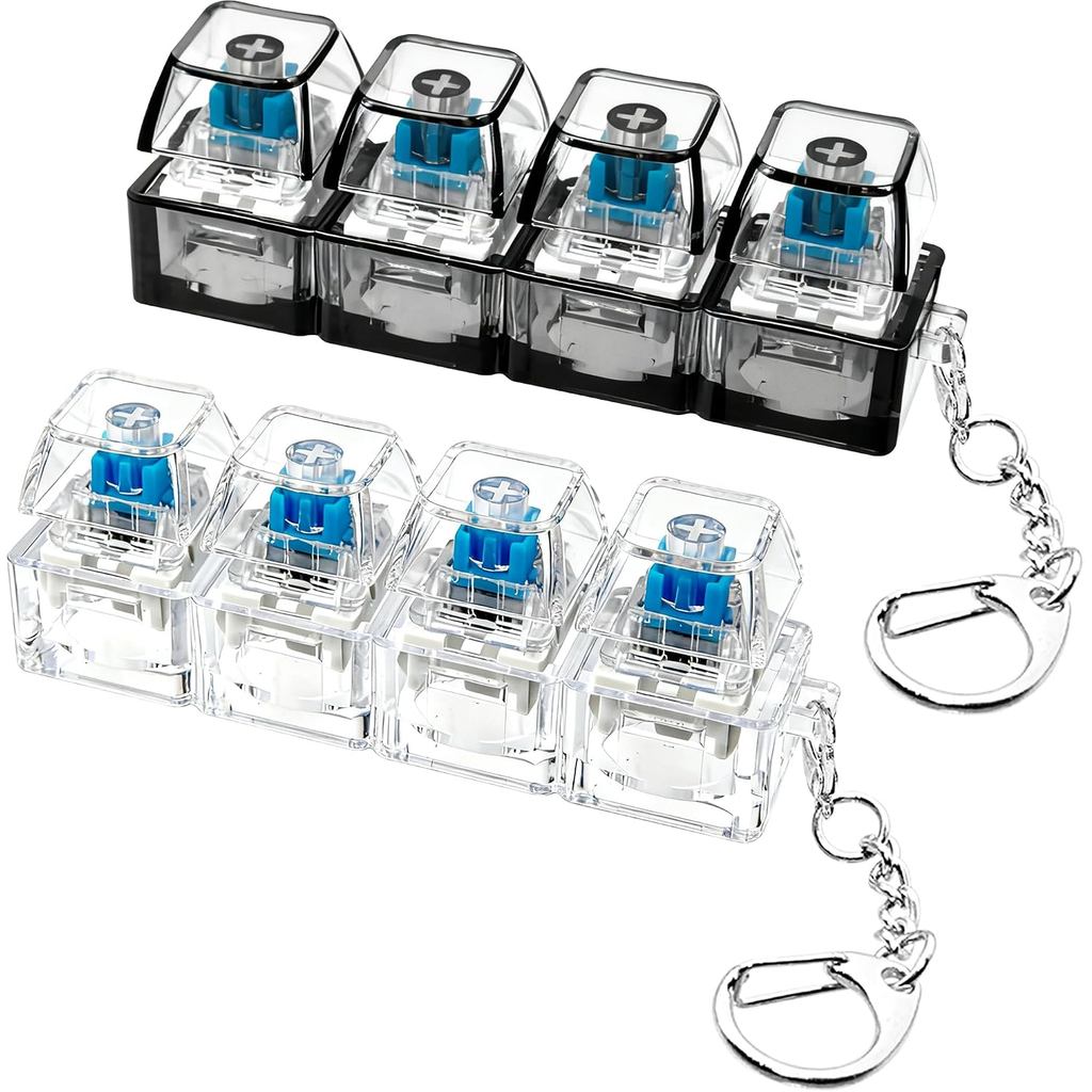 2 Peças de Brinquedo Anti-stress de Teclado, Chaveiro Anti-stress de Teclado 4 em 1, Brinquedos de Clicar com Botões de