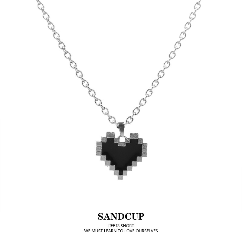 SANDCUP mosaico preto amor colar moda bonito personalidade feminina na moda jóias estilo legal ins acessórios legais