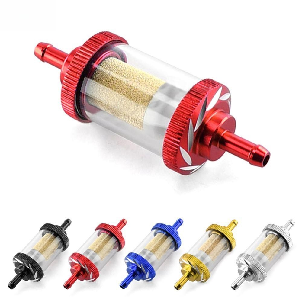 6mm Motocicleta Vidro Gás Combustível Gasolina Núcleo De Cobre Filtro De Óleo CNC Liga De Alumínio Moto Para AT
