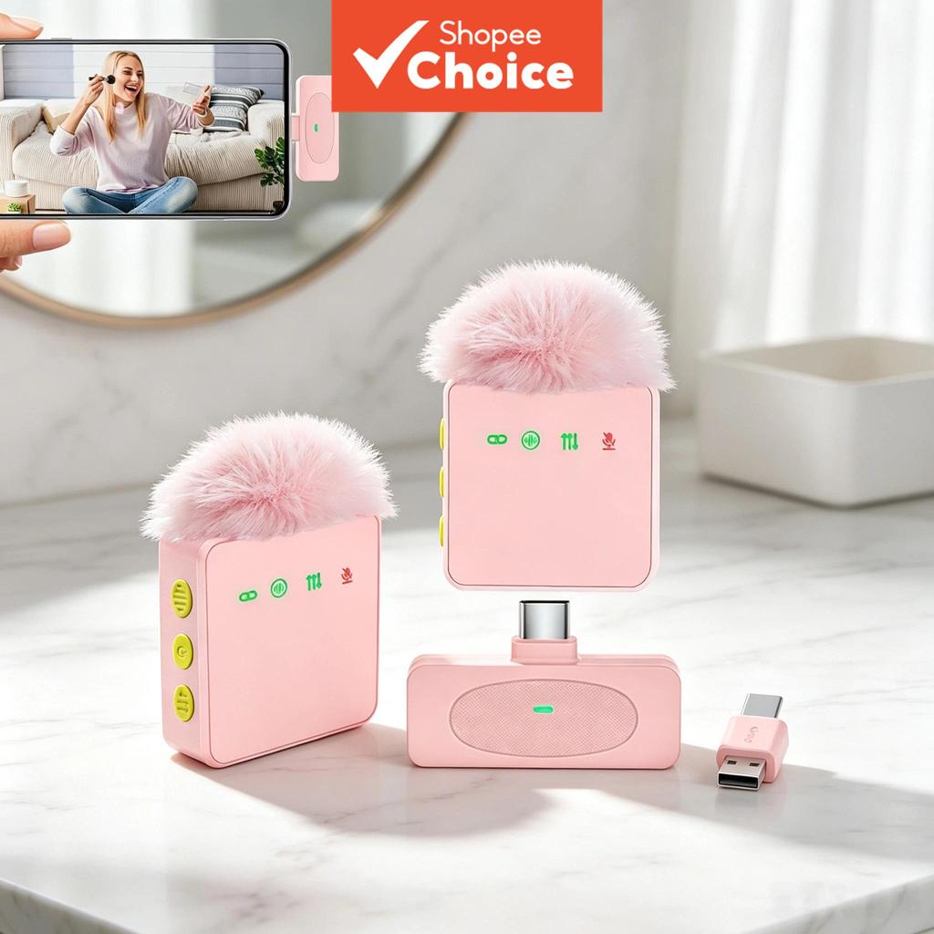 Microfone de Lapela Sem Fio Duplo Redução Inteligente de Ruído Plug Play Microfone Portátil Autoemparelhamento para