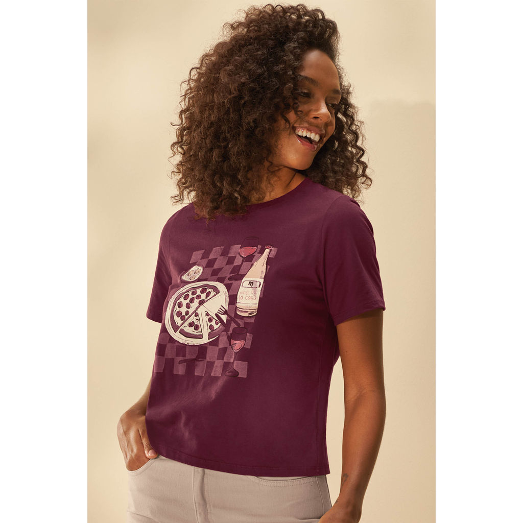 T-Shirt Feminina Regular Italiana Marialícia Vermelho