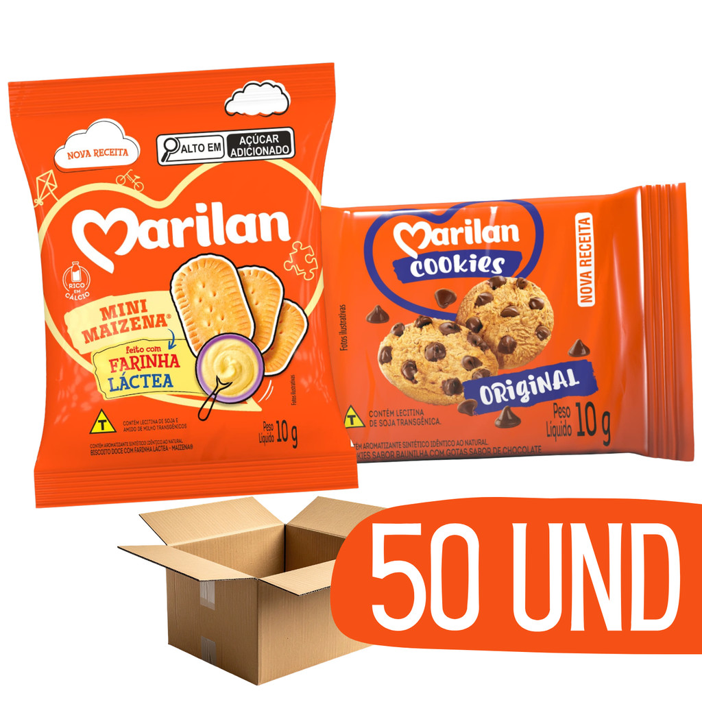 Biscoito Cookies e Mini Maizena Sache Marilan 10g - 50 unid