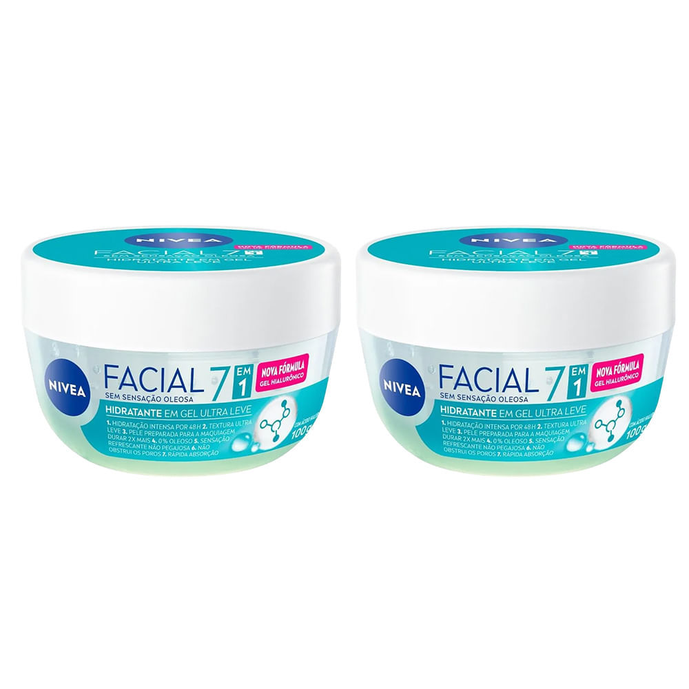 Kit Creme Hidratante Facial Nivea Em Gel Fresh Pepino E Ácido Hialurônico 100g -