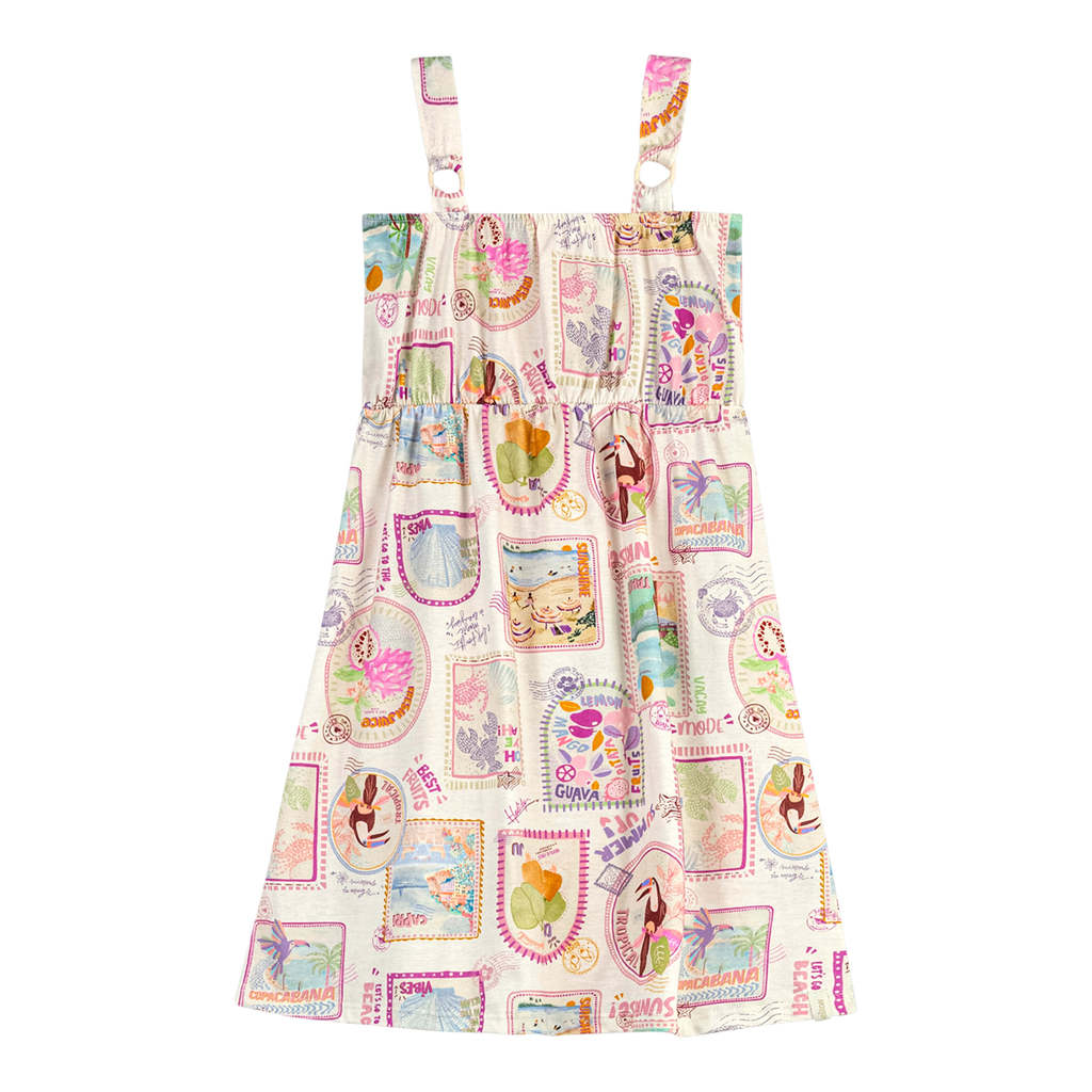 Vestido Infantil Menina Stamp Elian Bege — imagem 2 de 2