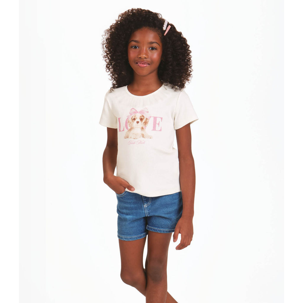 Conjunto Menina Blusa Com Shorts Trick Nick Bege