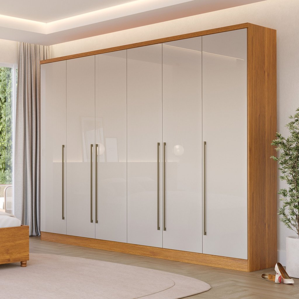 Guarda-Roupa Casal 6 Portas 8 Gavetas 270cm Sevilla Cinamomo/Off White