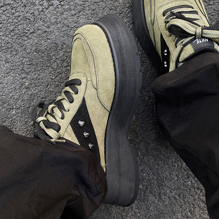 CESONMIE Nicho Derby Sapatos Masculinos High-End Exército Verde Fosco Couro Leve Sola Grossa Aumentada Sapatos Masculino