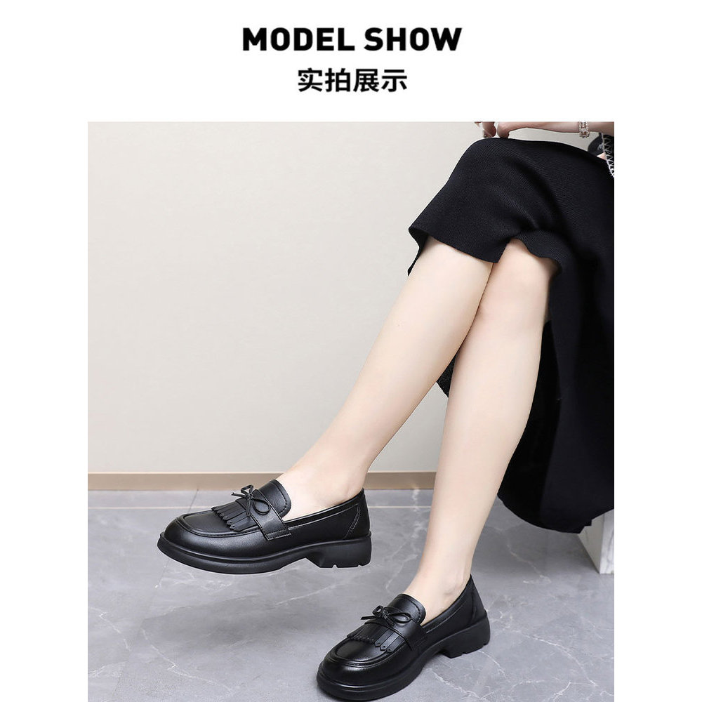 2025 sapatos de couro confortáveis de sola macia sapatos femininos de cano baixo sapatos casuais JK sapatos estilo Prepp