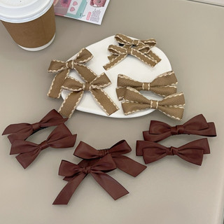 Coreano menina Chocolate marrom arco Hairpin doce acessórios de cabelo franja clipe lateral par clipe