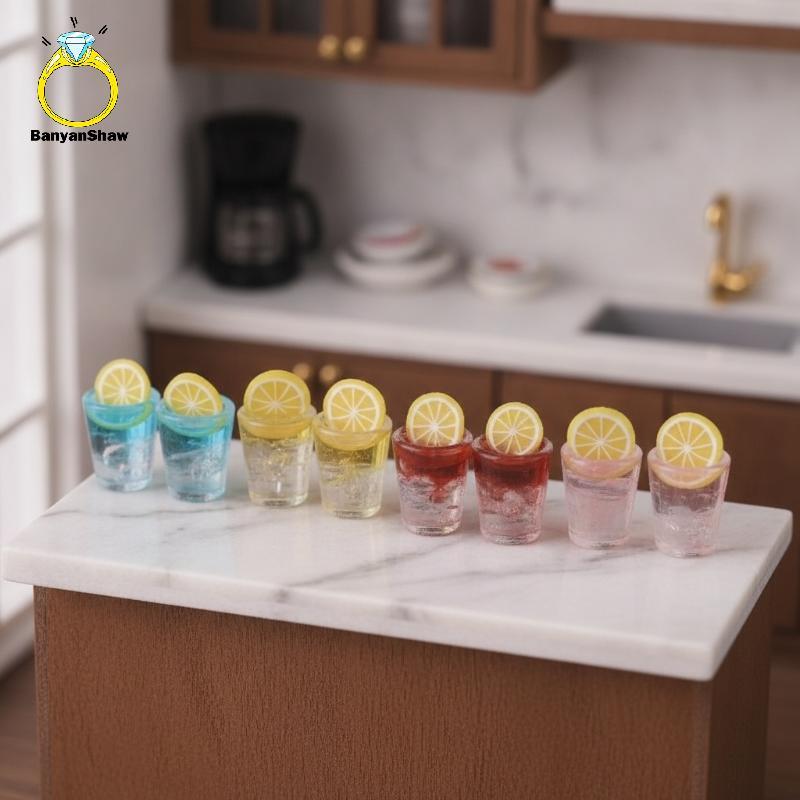 [BANY] 2 Peças Mini Copo De Bebida Gelada De Limão Enfeites De Resina Faça Você Mesmo Decoração De Comida Para Casa De B