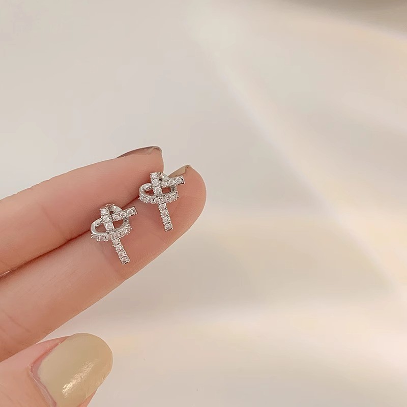 925 prata agulha diamante nó brincos moda estilo legal brincos nicho Design brincos simples 2024 novo estilo
