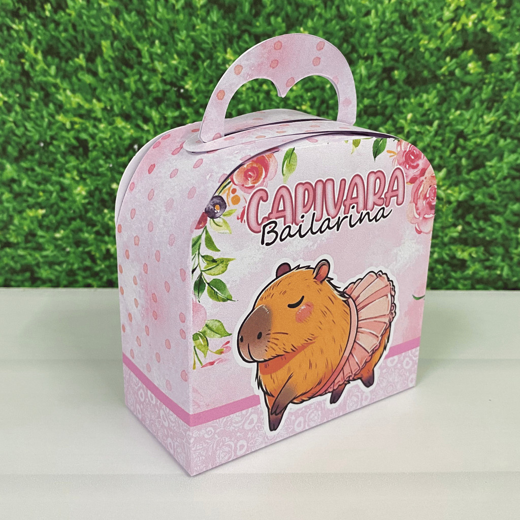 Kit Festa Capivara Bailarina Caixinha Maleta Coração Lembrancinha Aniversário Decoração