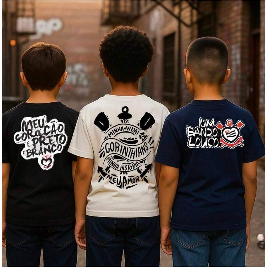 Conjunto de 3 Camisetas Menino – Moda Infantil Casual corinthians