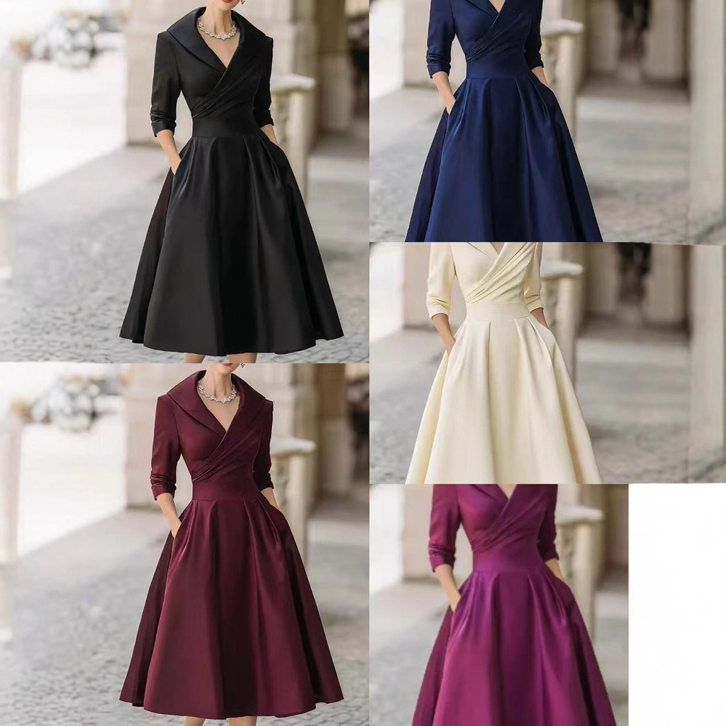 2026 estação independente novo estilo elegante vestido de cintura estreita mais magro olhar elegante manga comprida saia