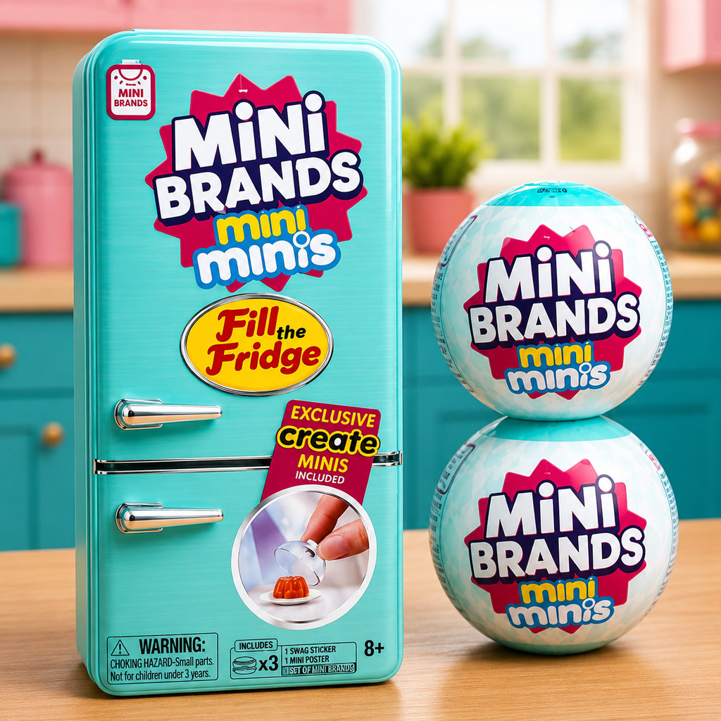 Kit Geladeira Mini Brands com 2 Cápsulas Azul ou Rosa Bolas Surpresa - Brinquedo Infantil Colecionável