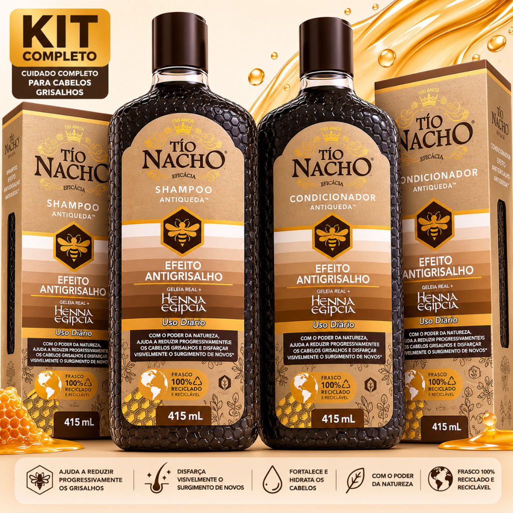 Shampoo e Condicionador KIT TIO NACHO Antigrisalho 415 Kit Shampoo Condicionador Antiqueda Tio Nacho Efeito Antigrisalho