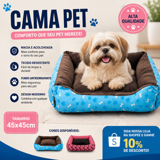 Caminha Pet 45x45cm Cachorro Gato Macia Confortável Cama Pet Premium