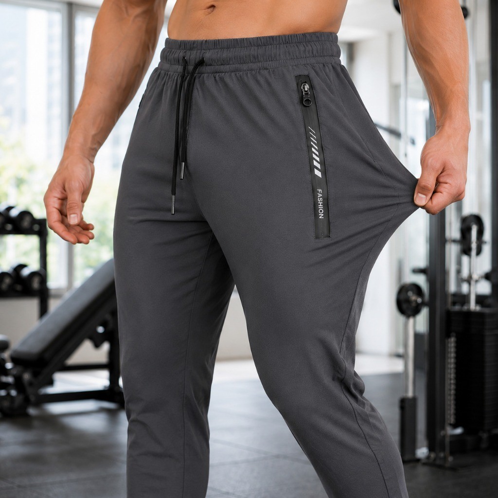 Calça Masculina Dry Fit Esportiva Academia Treino Corrida com Elastano Secagem Rápida Bolso Zíper