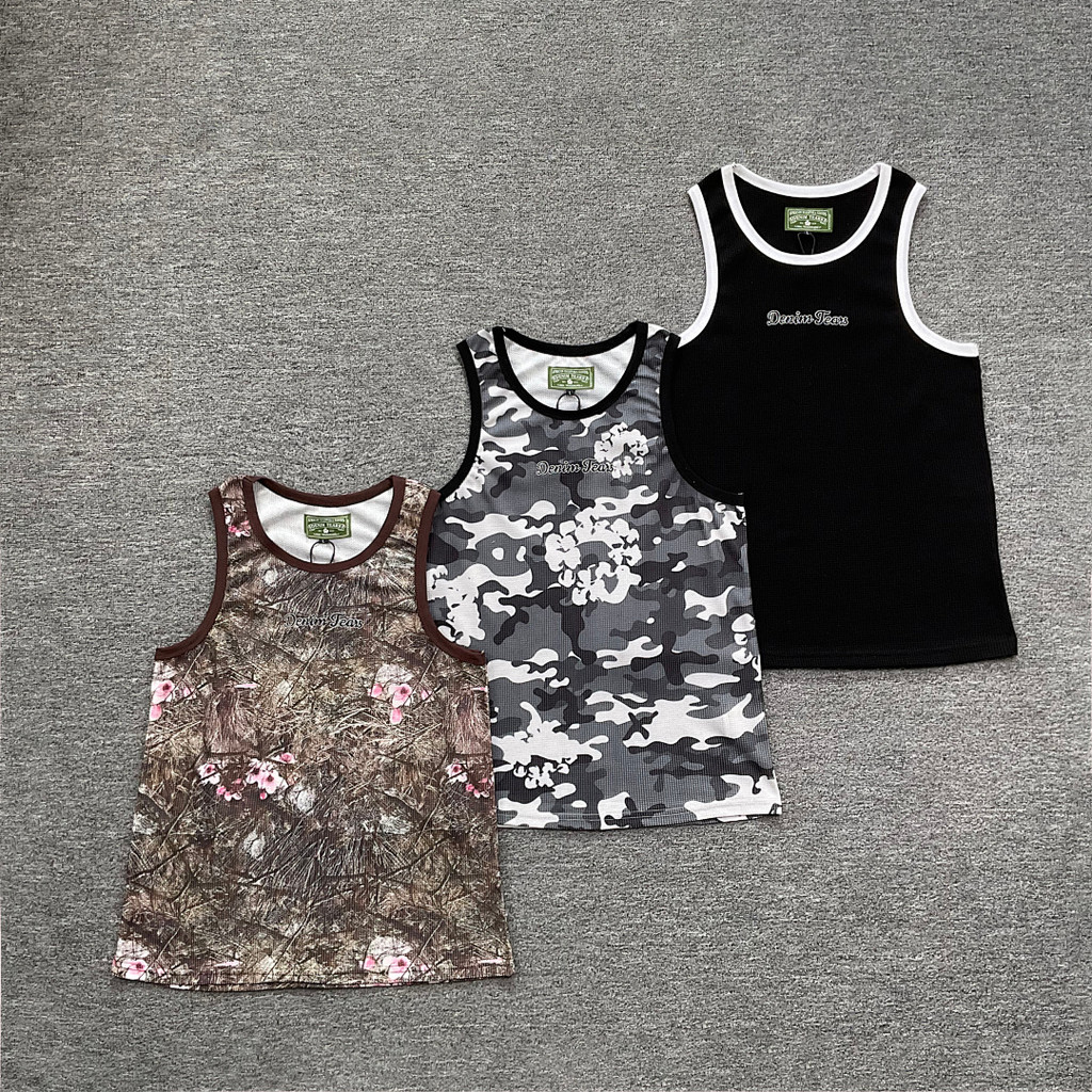 Europeu americano High street Hip-Hop nicho street Wear esportes lazer carta bordado camuflagem Waffle sem mangas colete