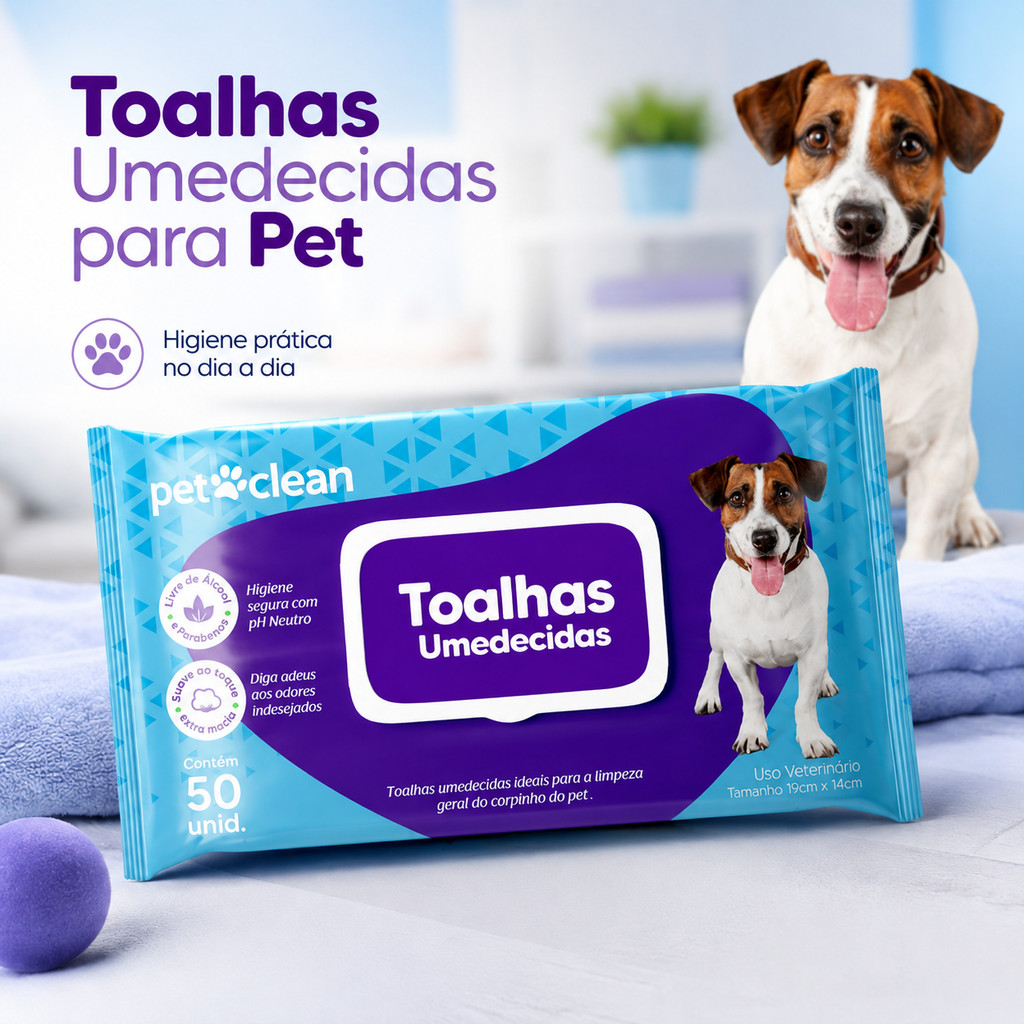 Toalha Lenço Umedecido Para Cães 50 Unidades Limpar Higienizar Cachorro Lenço Umedecido Para Pets