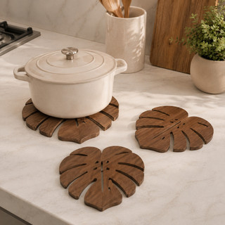 Kit Descansos De Panela De Madeira Impermeável Costela De Adão Panela Quente Diversas Cores - Envio Rápido