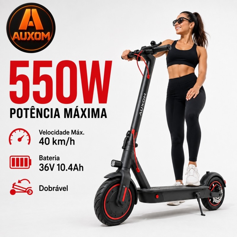 Patinete Elétrico Dobrável Bluetooth 550W Potente Auxom