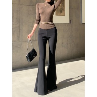 Calças finas pretas Micro-Lay terno calças femininas cintura alta calças largas primavera verão 2026 novo estilo All-Mat