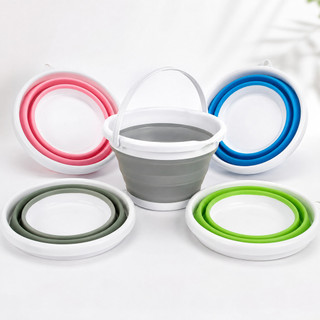Balde Retrátil Dobrável Silicone Portátil com Alça para Limpeza Camping Viagem Casa