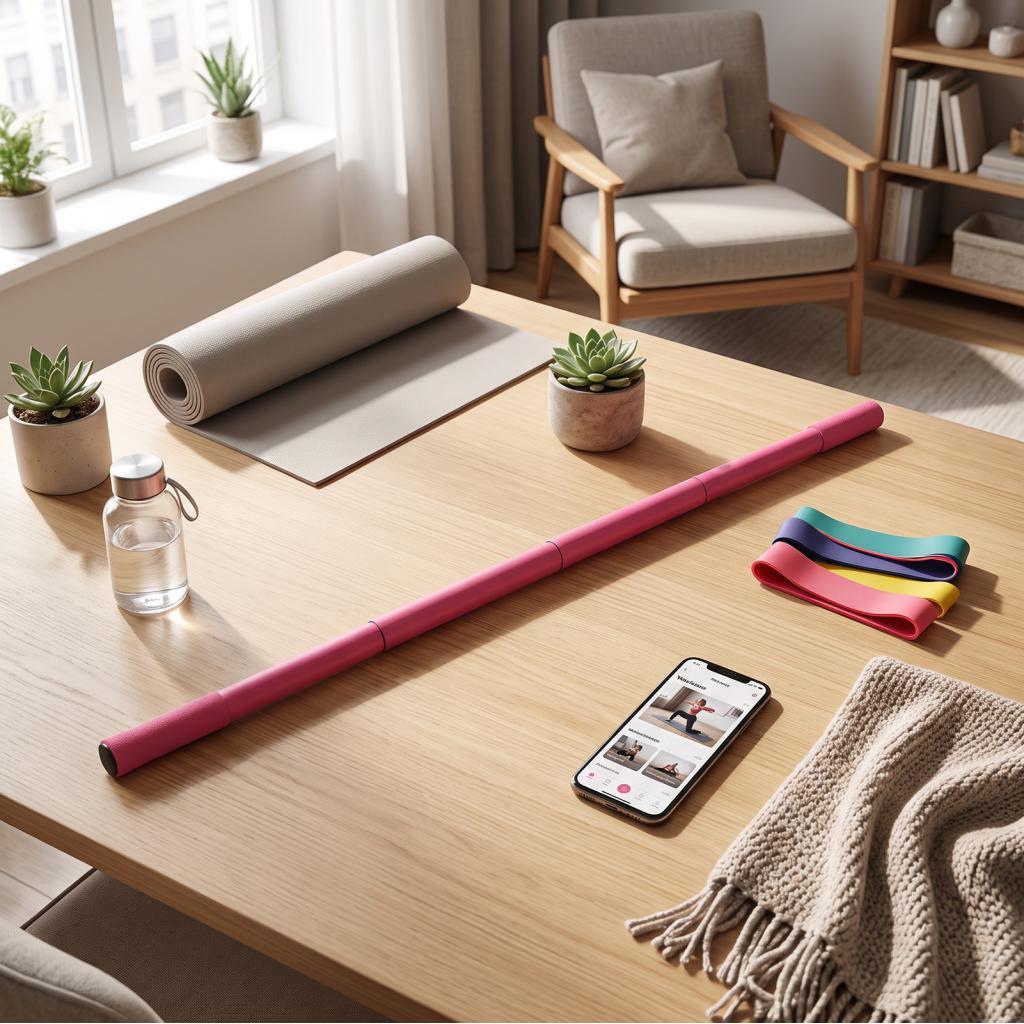 Bastão de alongamento ajustável 3 em 1 Pólo de exercício portátil 30/45/60 pol. para Pilates em casa com alças