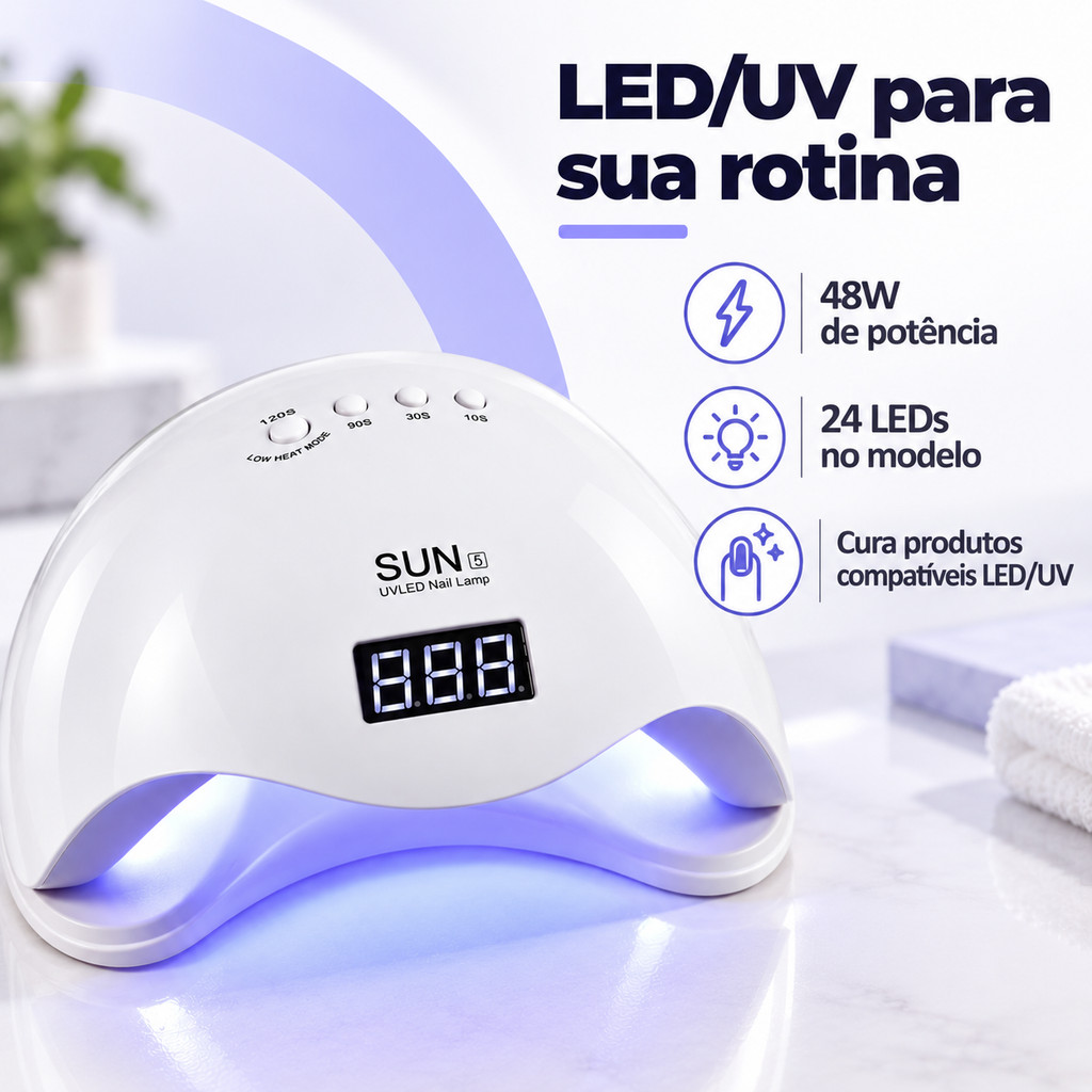 Cabine Sun 5 Led Uv 48w Bivolt Para Unhas Gel Cura De Gel Cabine Sun5 48w Led Uv Com Sensor
