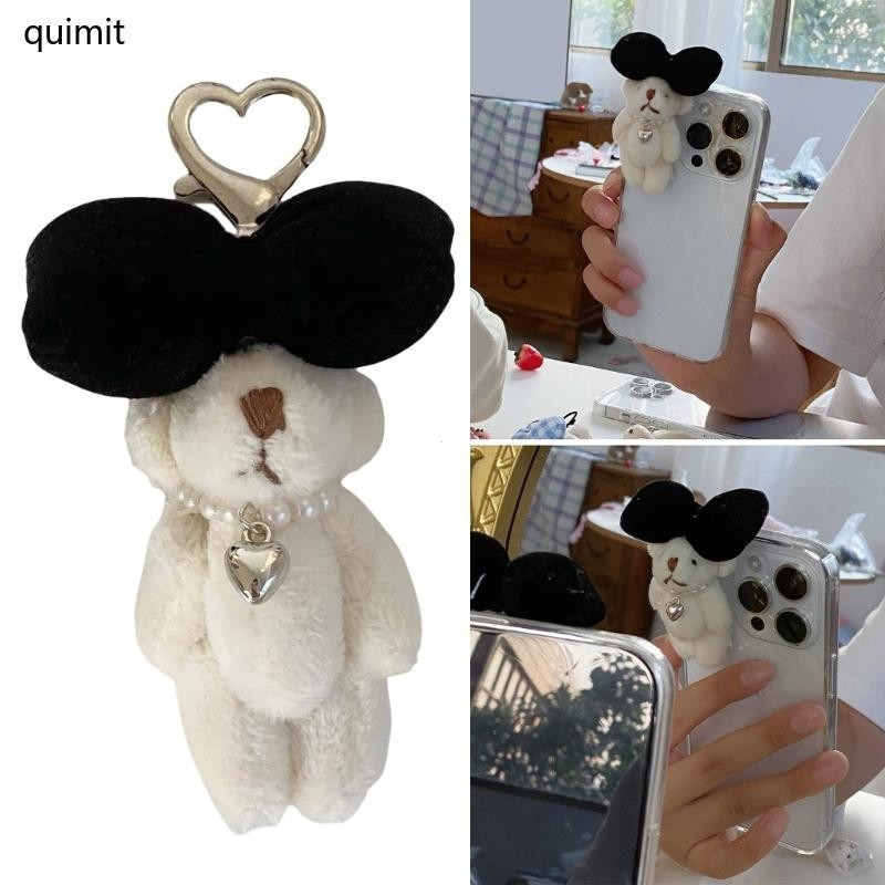 Chaveiro Elegante de Pelúcia QUIM com Pingente de Laço para Bolsa E JQF4