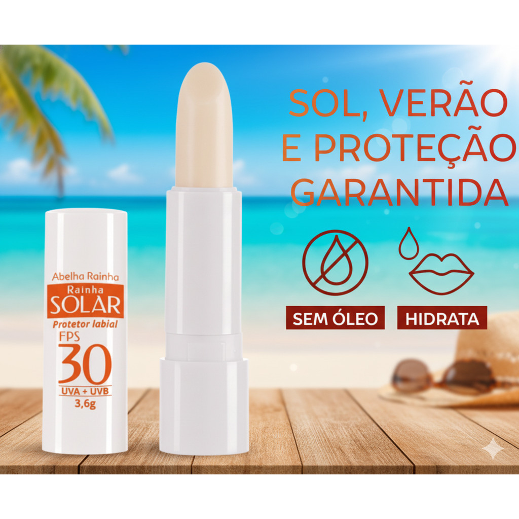 Protetor Solar Labial SPF 30 à Prova d'Água com Proteção UVA + UVB