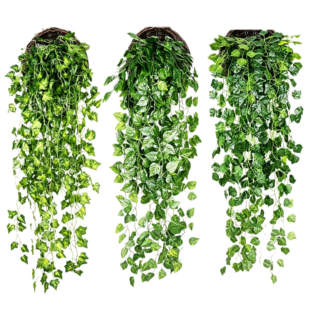 Trepadeira Artificial Hera Verde 210cm Folhagem Realista Não Murcha Para Decoração e Cobrir Cano