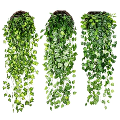 Trepadeira Artificial Hera Verde 210cm Folhagem Realista Não Murcha Para Decoração e Cobrir Cano