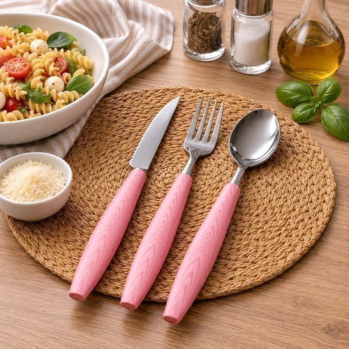 Conjunto talheres 12 peças de inox /Rosa 