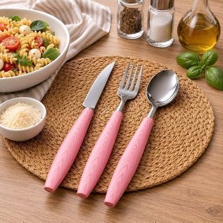 Conjunto talheres 12 peças de inox /Rosa 