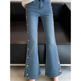 Estilo coreano temperamento estilo minimalista All-Match solto lavado branco Jeans mais magro olhar pequeno cintura alta