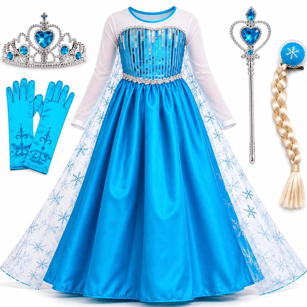 Fantasia Frozen Infantil pra Menina Vestido Princesa Elsa com Capa de Luxo Completa