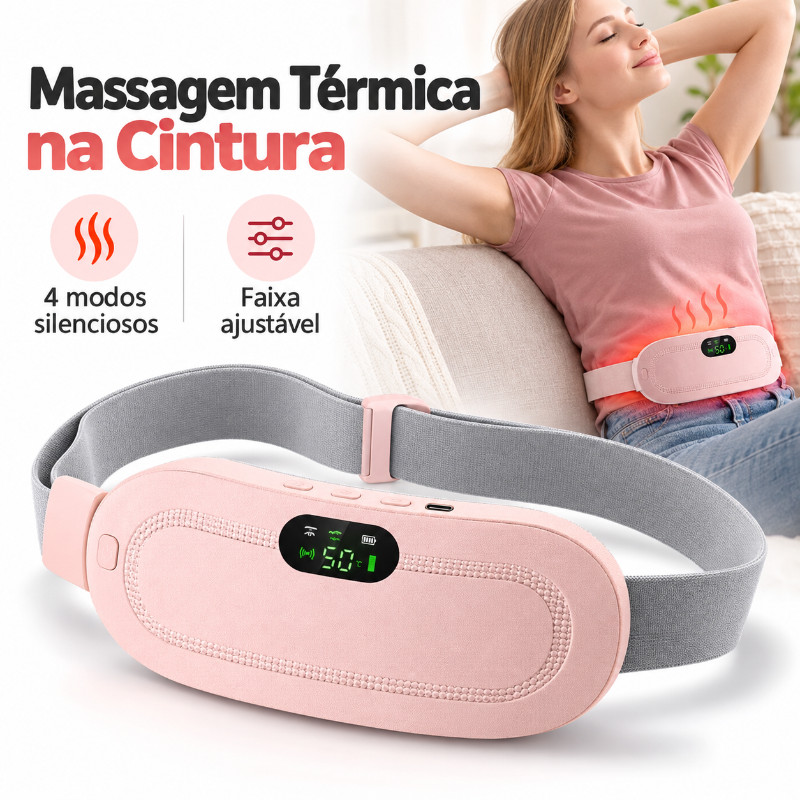 Cinta Térmica Tratamento Cólicas Dor Costas Massagem Tensão Recarregável Bivolt massageador corporal