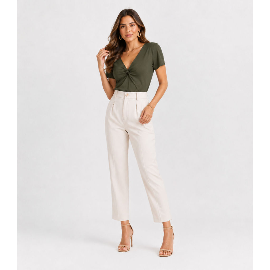 Blusa Feminina Com Decote Em V Infinita Cor Verde — imagem 2 de 2