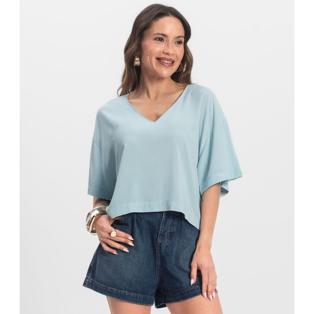 Blusa Feminina Tecido em Viscose Infinita Cor Azul