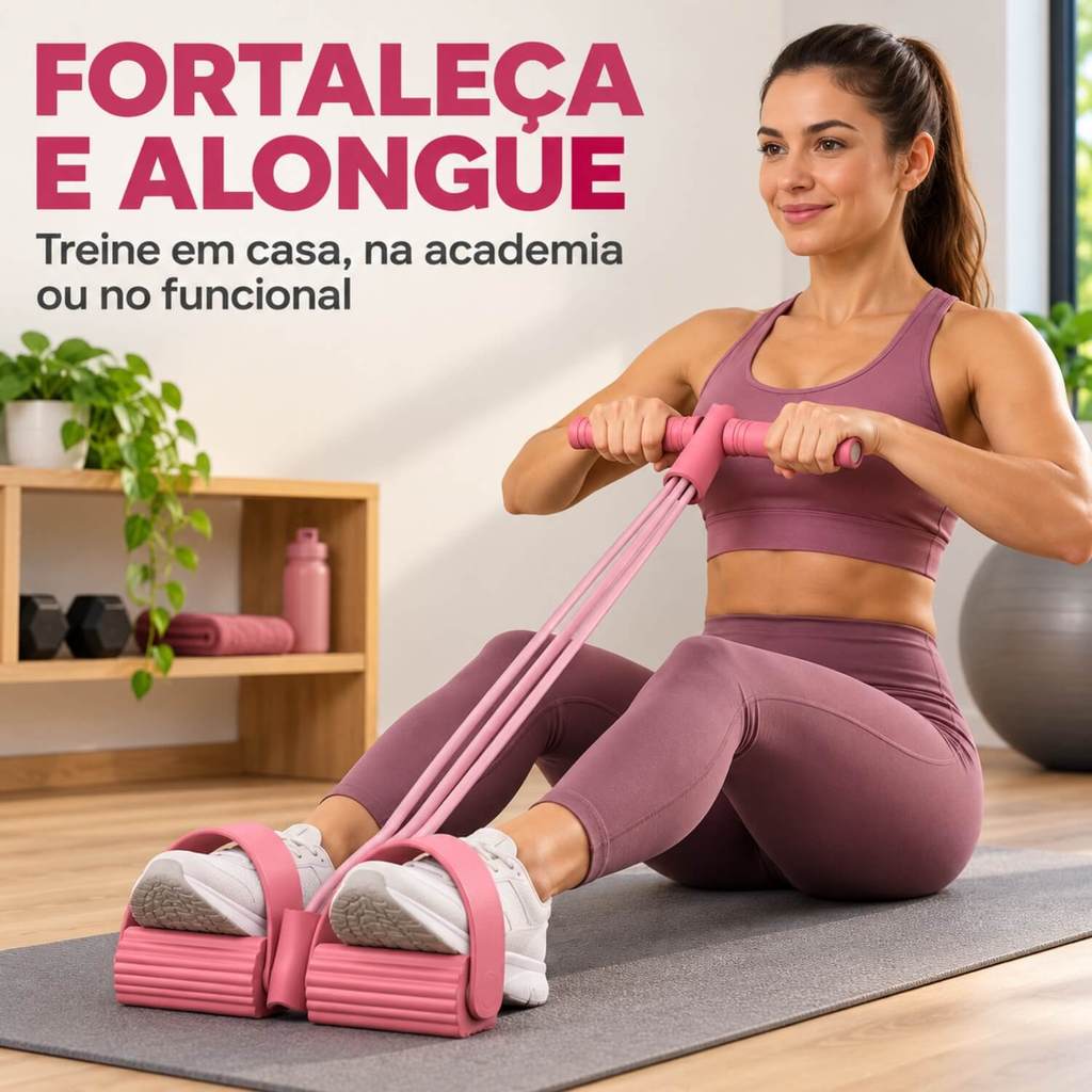 Elástico Extensor Pedal Fitness Musculação Pilates Treinamento Funcional Rosa