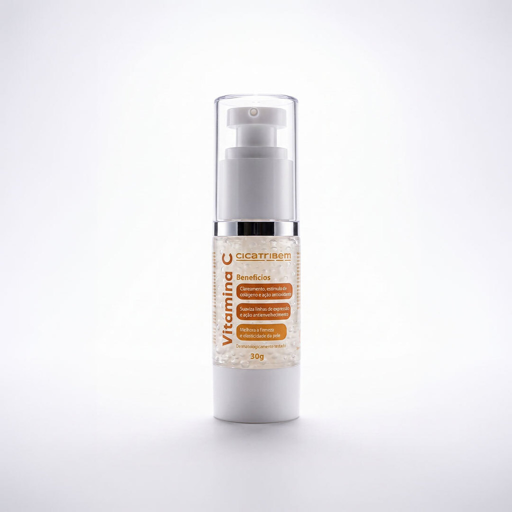 Sérum Facial Pérolas de Vitamina C Cicatribem 30g Nanoencapsulado Iluminador Antioxidante Uniformiza Tom Revitaliza Pele