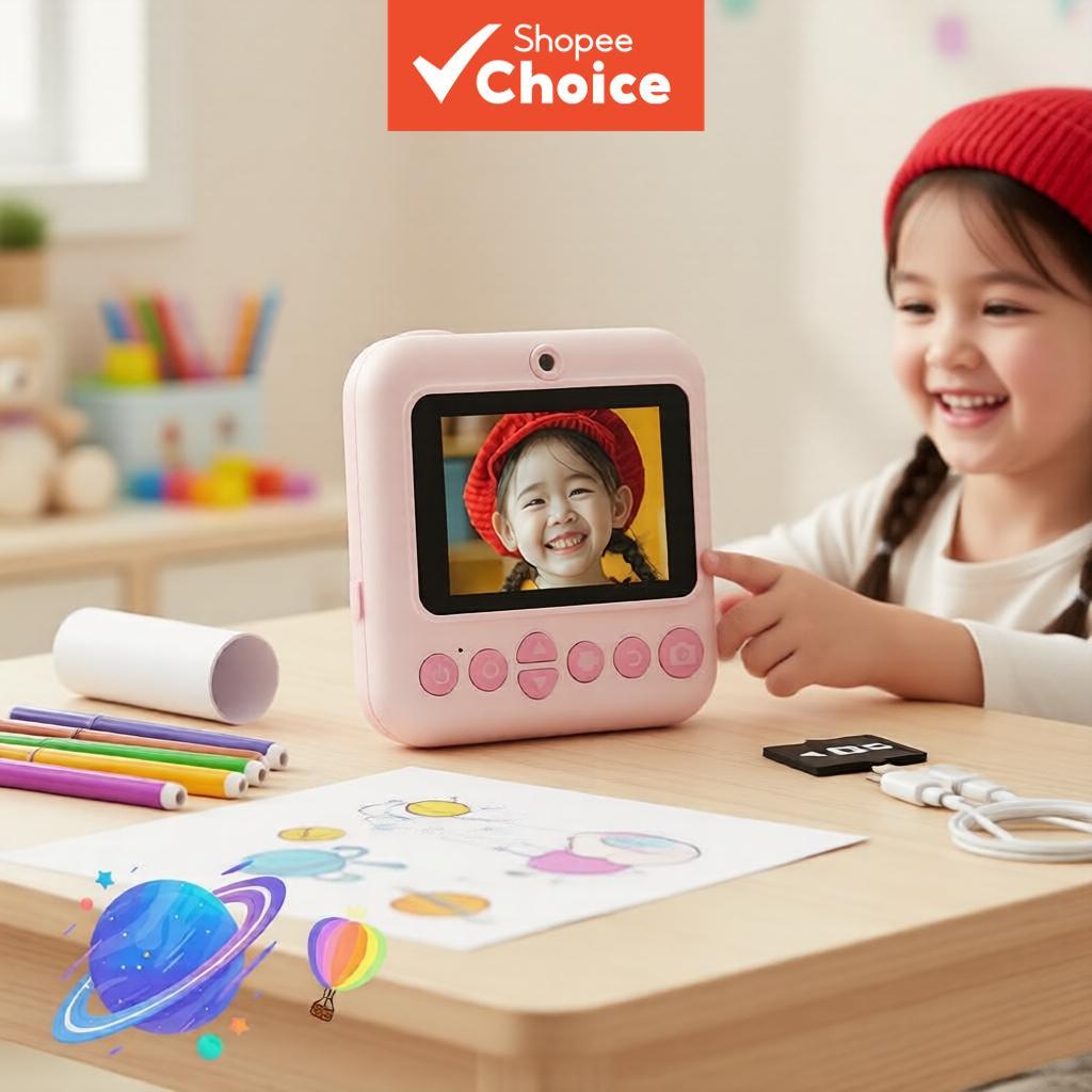Câmera Instantânea Infantil com Impressão Instantânea, Presente Premium de Festival para a Criatividade Infantil, Câmera