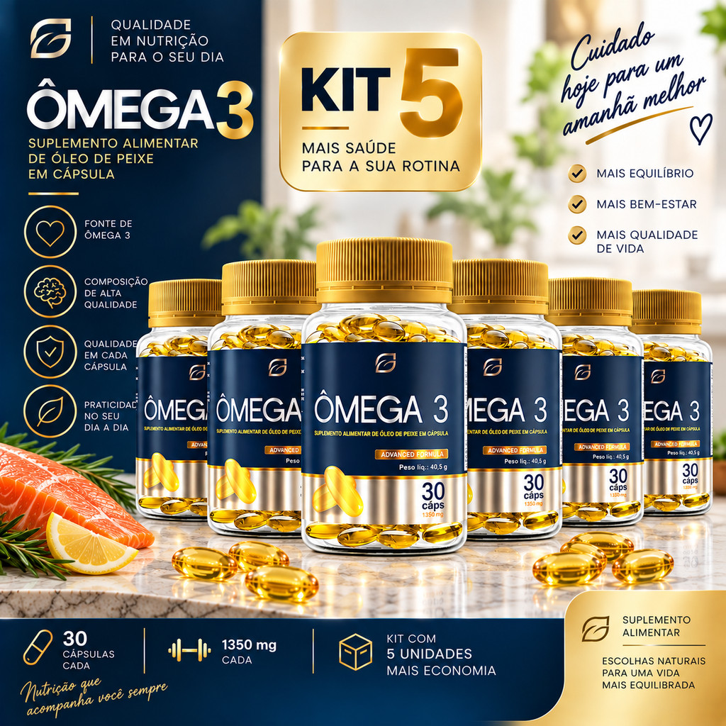 5X POTES Ômega 3 Óleo De Peixe - Epa + Tdh Com 30cáps Original Envio Imediato