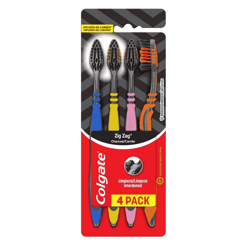 Escova Dental Colgate ZigZag Carvao 4un
