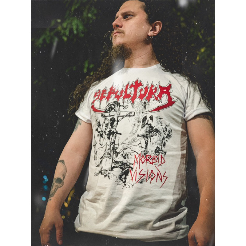 [Camiseta Premium em Algodão Puro]GXG Camiseta Sepultura Morbid Visions 100% Algodão Vintage