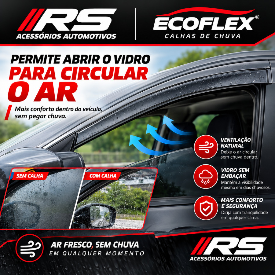 Calha De Chuva Corsa Classic 94 A 2015 4 Portas Ecoflex Defletor Acrílico Fumê Original — imagem 2 de 2