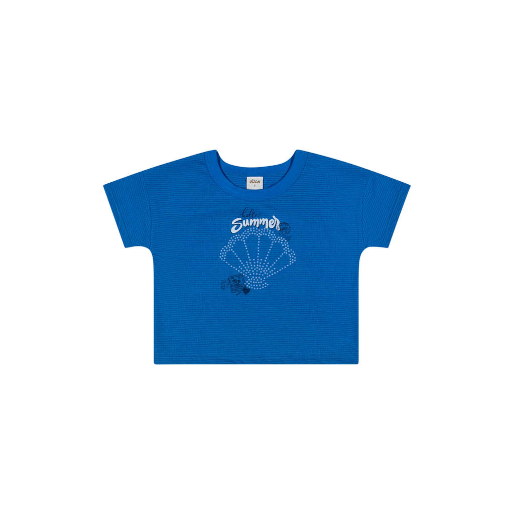 Blusa Infantil Menina Strass Concha Elian Azul — imagem 2 de 2