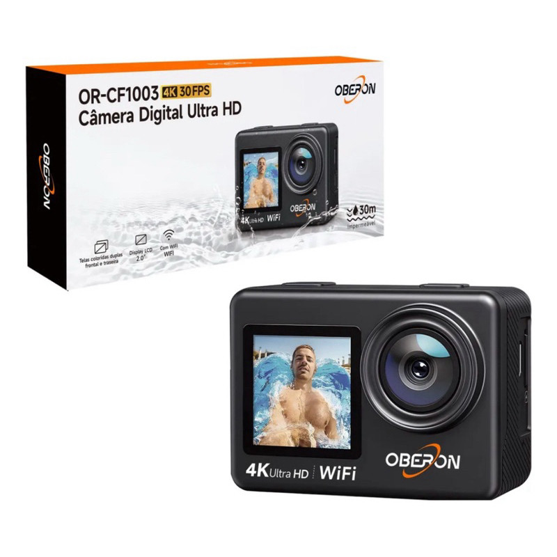 Câmera 4K de Ação OR-CF1003 Wi‑Fi Display Duplo para Moto Bike e Trilhas